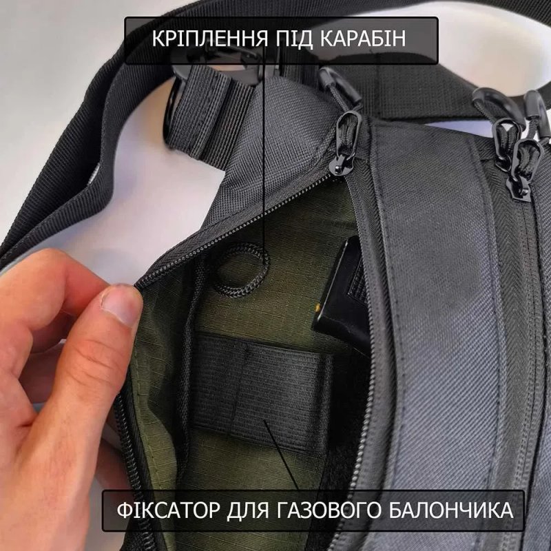 Сумка тактична чорна. Тактическая сумка черная. Патч панель. Кобура — фото 7
