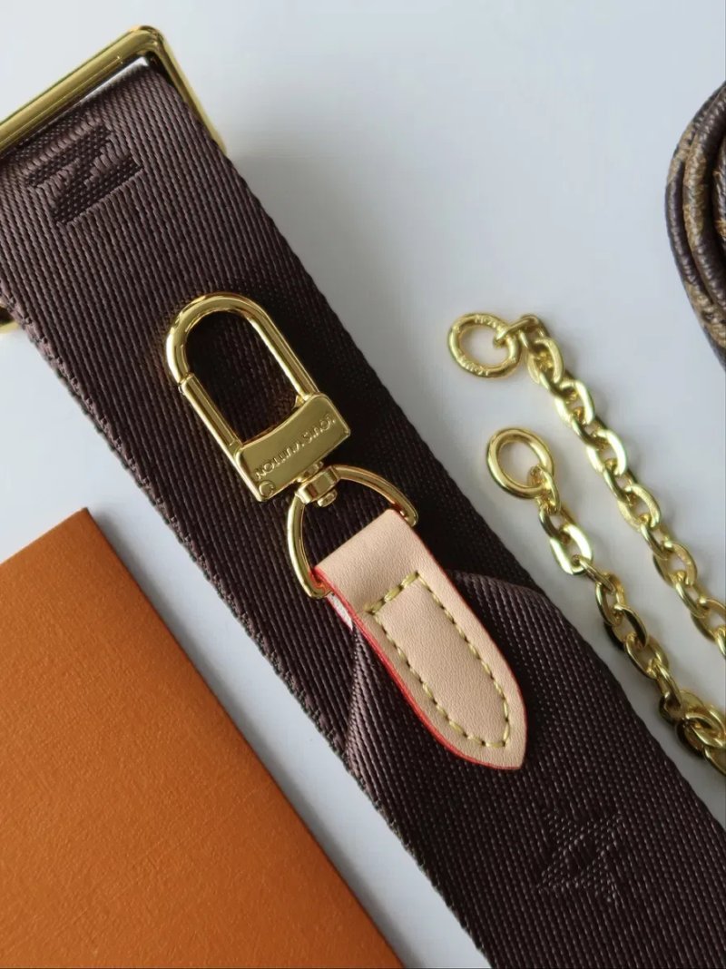 Сумка жіноча 3в1 Louis Vuitton Multi Pochette Brown луи витон шкіра натуральна шкіра сумочка коричнева мультипошет клатч гаманець ремінь тріо — фото 3