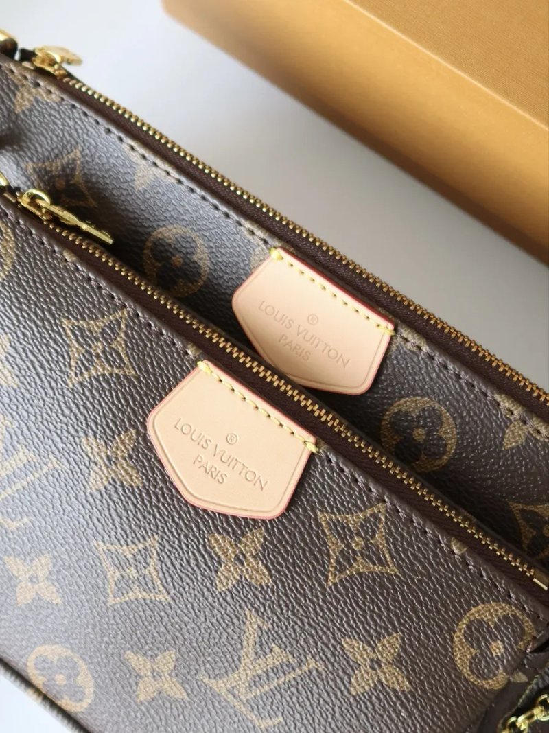 Сумка жіноча 3в1 Louis Vuitton Multi Pochette Brown луи витон шкіра натуральна шкіра сумочка коричнева мультипошет клатч гаманець ремінь тріо — фото 5