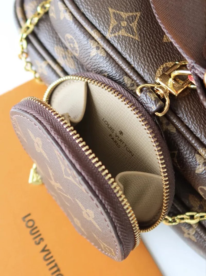 Сумка жіноча 3в1 Louis Vuitton Multi Pochette Brown луи витон шкіра натуральна шкіра сумочка коричнева мультипошет клатч гаманець ремінь тріо — фото 8