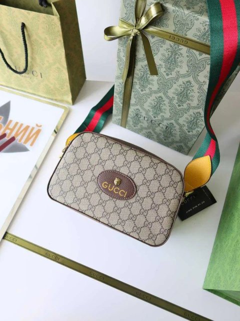 Сумка жіноча Gucci сумка чоловіча через плече GG коричнева натуральна шкіра Гуччі брендова сумка Гучі бежева