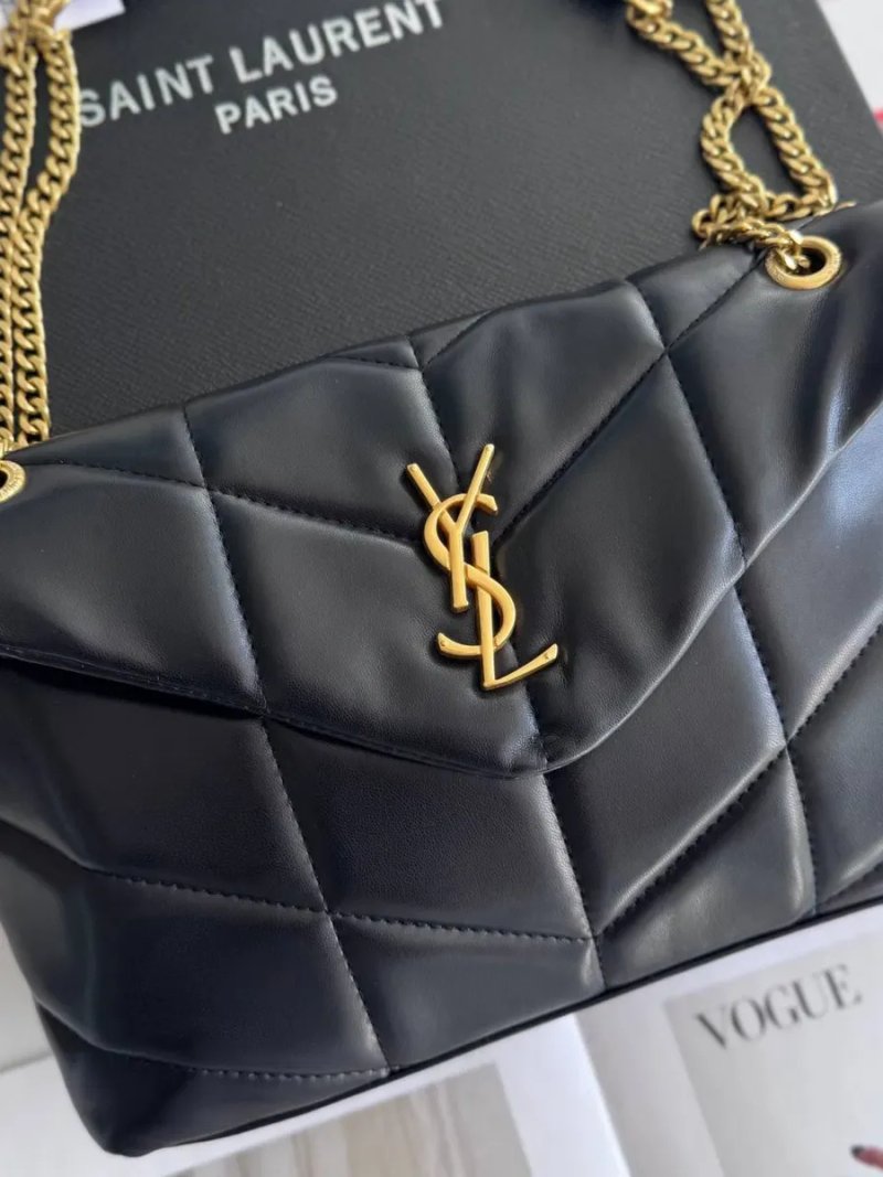 Сумка жіноча натуральна шкіра шкіряна сіра чорна Yves Saint Laurent LouLou Puffer YSL лоран женская сумочка — фото 3