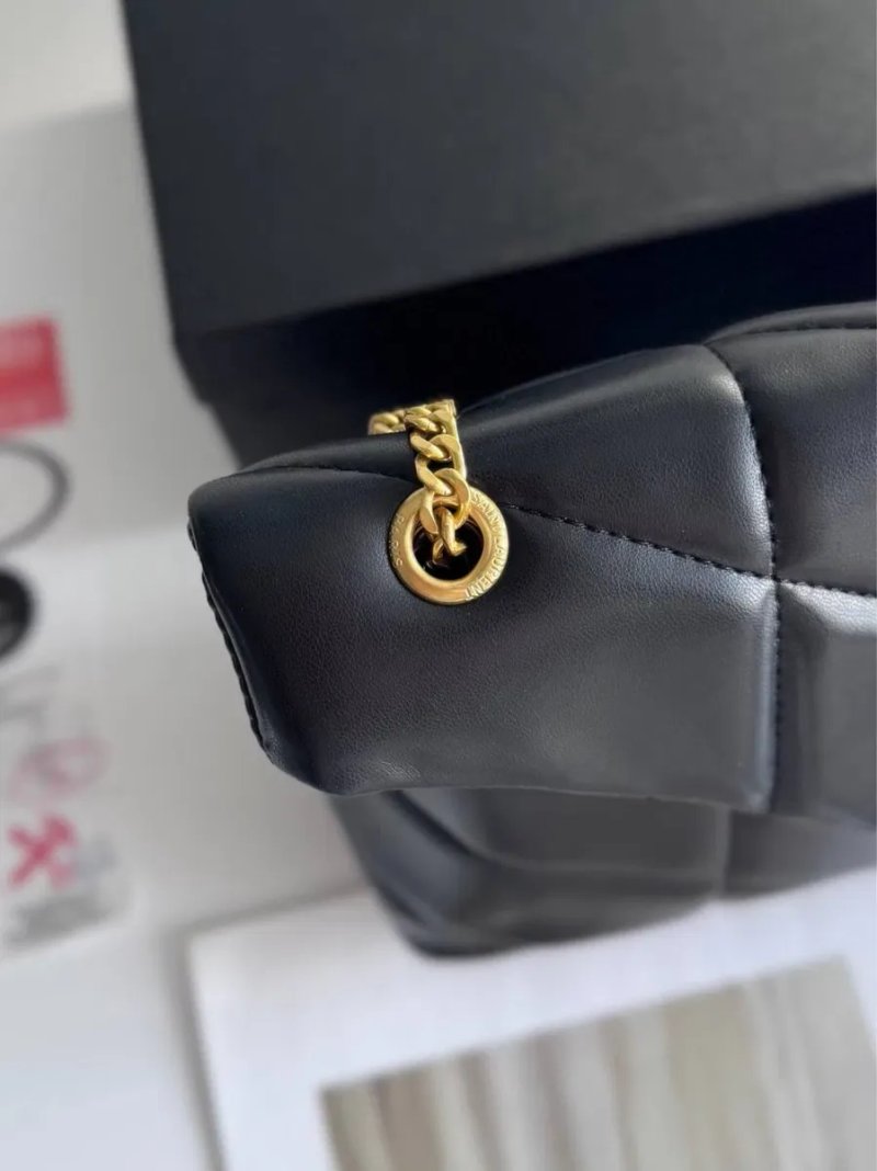 Сумка жіноча натуральна шкіра шкіряна сіра чорна Yves Saint Laurent LouLou Puffer YSL лоран женская сумочка — фото 4