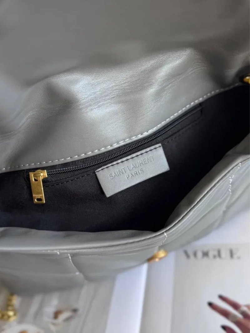 Сумка жіноча натуральна шкіра шкіряна сіра чорна Yves Saint Laurent LouLou Puffer YSL лоран женская сумочка — фото 6
