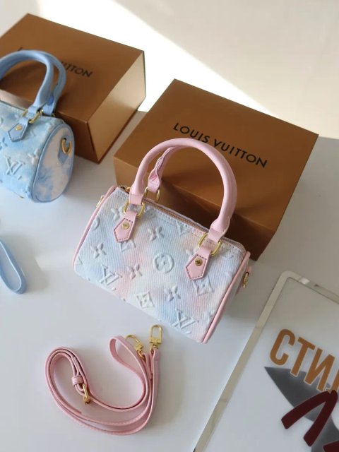 Сумка жіноча рожева блакитна Louis Vuitton Speedy 20 сумочка белая луи витон спиди lv джинсова шкіряна