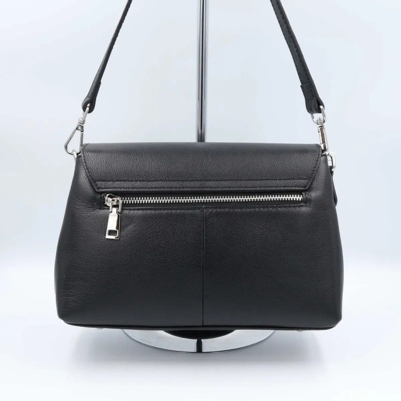 Сумка жіноча шкіряна leather 8536 Black Сумка женская кожаная — фото 4