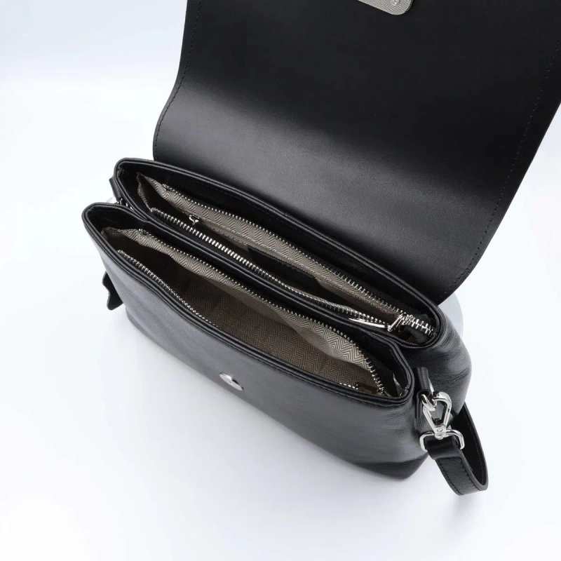 Сумка жіноча шкіряна leather 8536 Black Сумка женская кожаная — фото 5