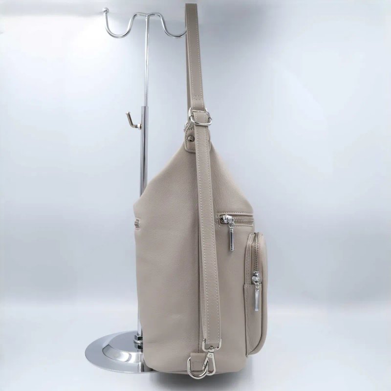 Сумка жіноча шкіряна leather 900121 light gray Сумка женская кожаная светлая — фото 2
