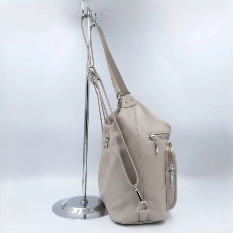 Сумка жіноча шкіряна leather 900121 light gray Сумка женская кожаная светлая — фото 5