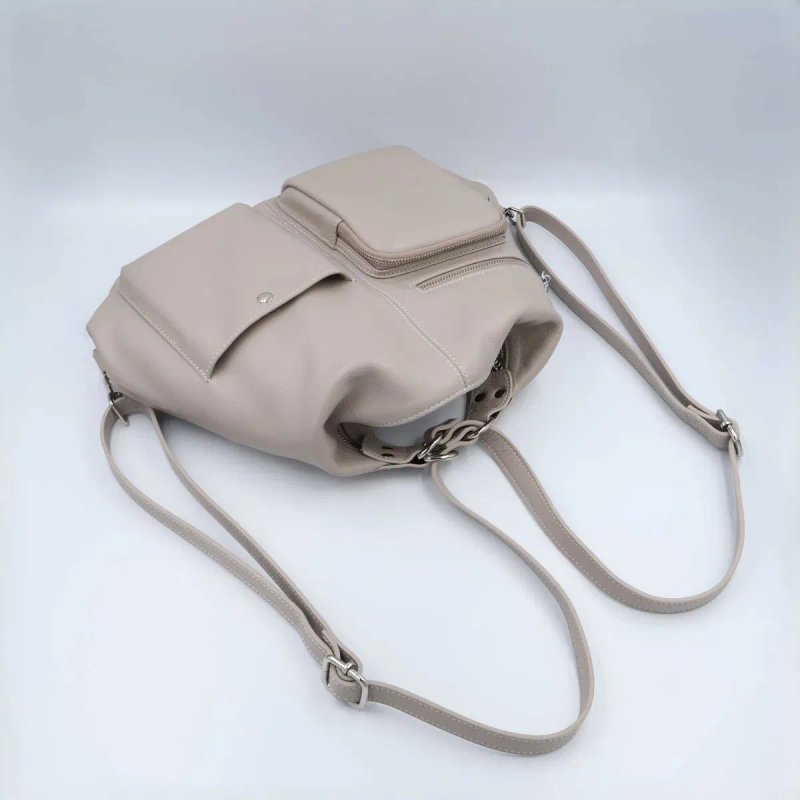 Сумка жіноча шкіряна leather 900121 light gray Сумка женская кожаная светлая — фото 7