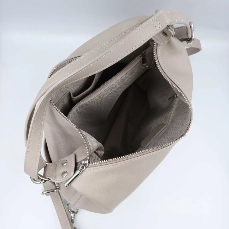 Сумка жіноча шкіряна leather 900121 light gray Сумка женская кожаная светлая — фото 8