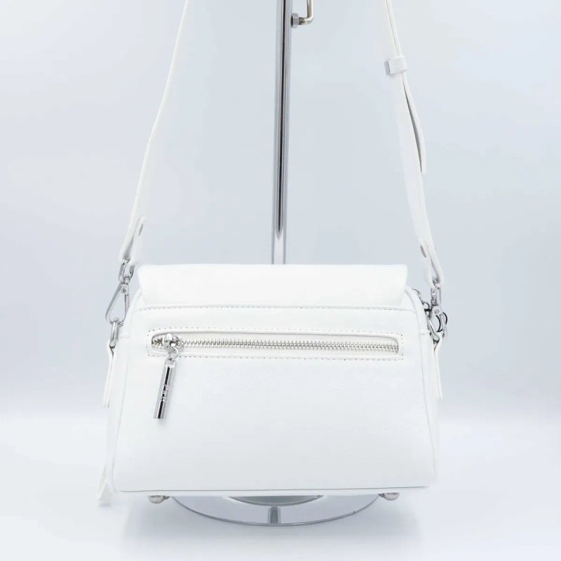 Сумка жіноча шкіряна Polina & Eiterou C1123 White Сумка женская кожаная белая черная — фото 4