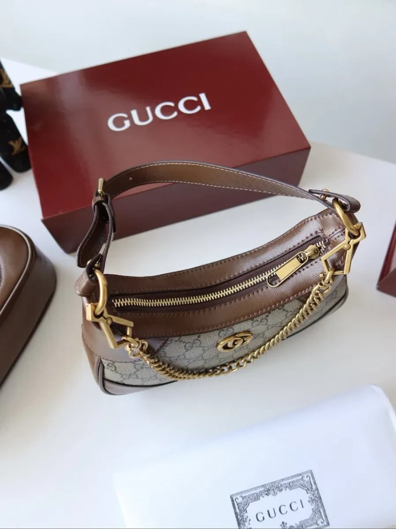Сумочка жіноча шкіряна Gucci Aphrodite Small Shoulder Bag Ophidia коричнева натуральна шкіра сумка женская гуччи GG тренд — фото 3
