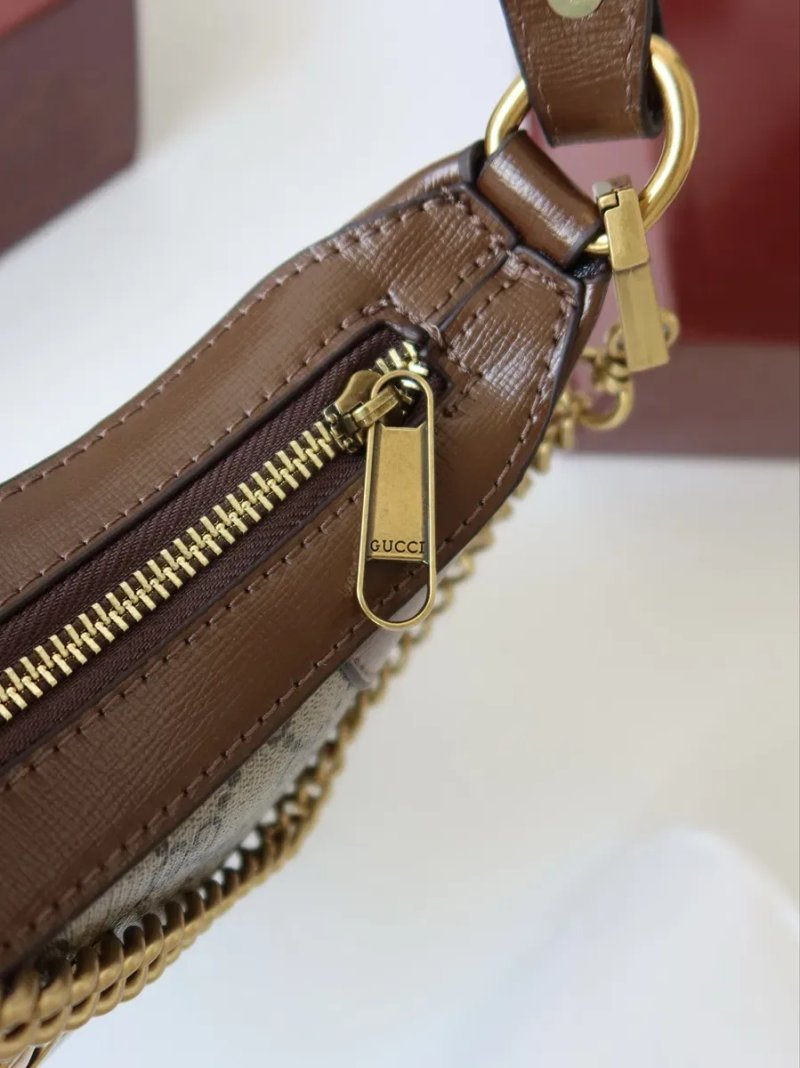 Сумочка жіноча шкіряна Gucci Aphrodite Small Shoulder Bag Ophidia коричнева натуральна шкіра сумка женская гуччи GG тренд — фото 4