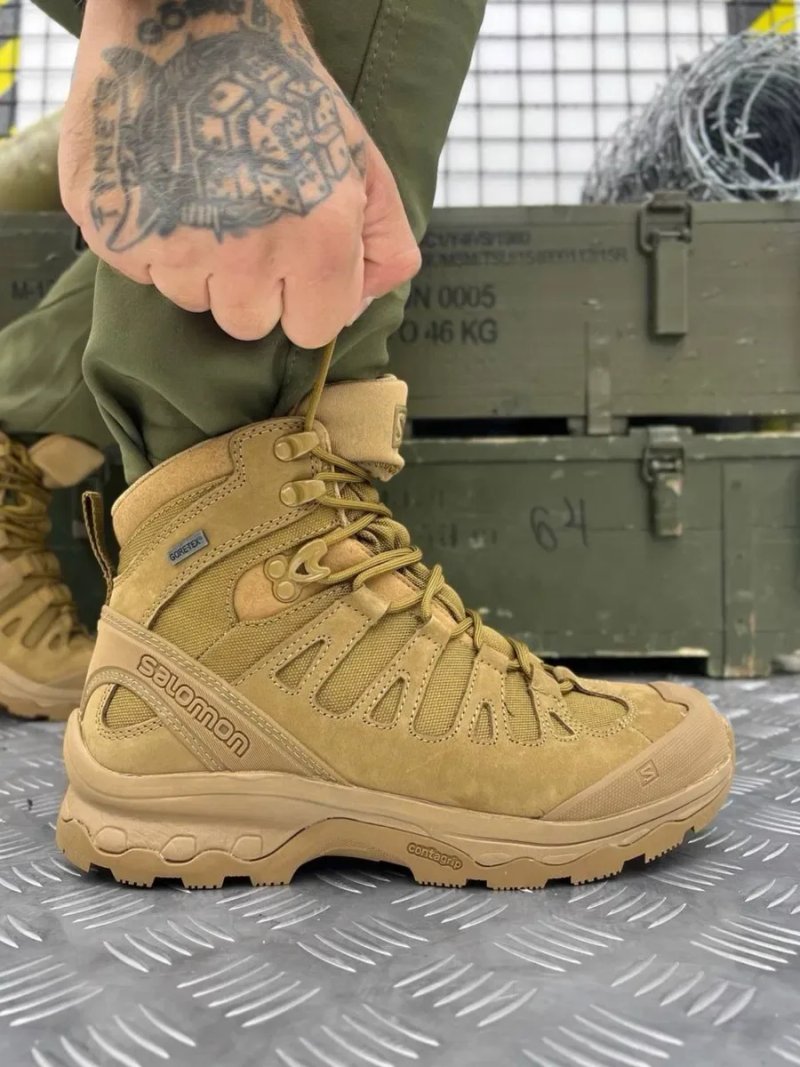 Тактические ботинки Salomon Quest 4D GTX Forces 2 Coyote Gore-Tex | Военные берцы Саломон | Трекинговые ботинки — фото 5