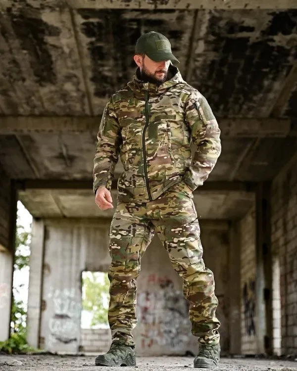 Тактический костюм OMEGA Мультикам демисезонный на флисе , Softshell Рипстоп , Военная форма — фото 2