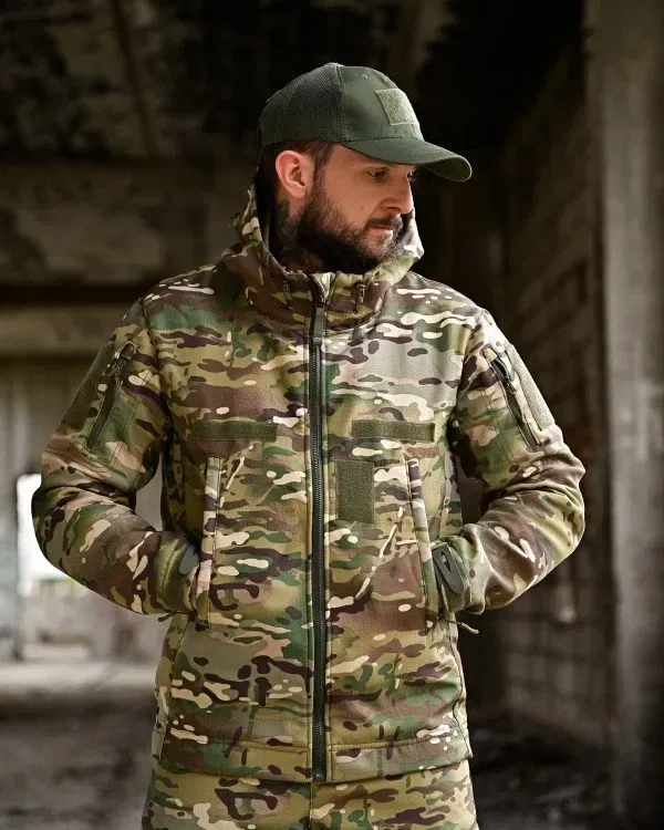Тактический костюм OMEGA Мультикам демисезонный на флисе , Softshell Рипстоп , Военная форма — фото 7