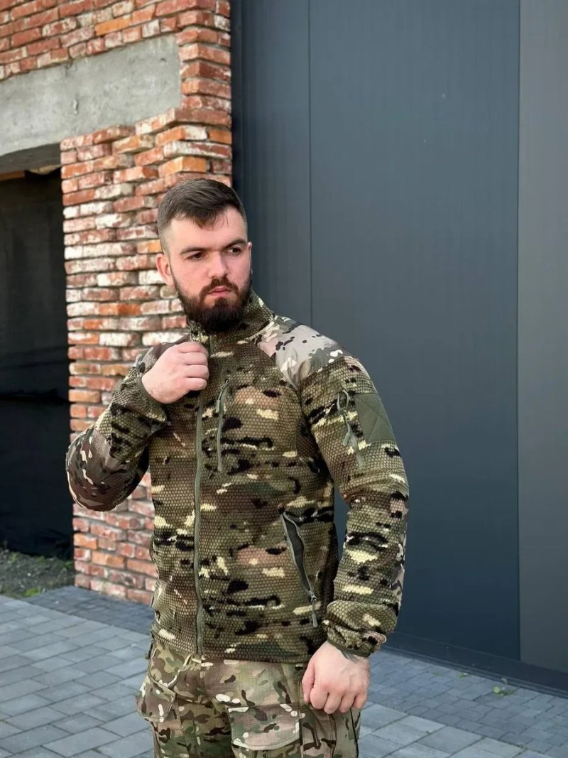 Тактична флісова кофта GEN.II Multicam | Військова фліска ЗСУ | Фліс вафелька | Тактичний одяг Military | Кофта Мультикам | S-3XL — фото 3