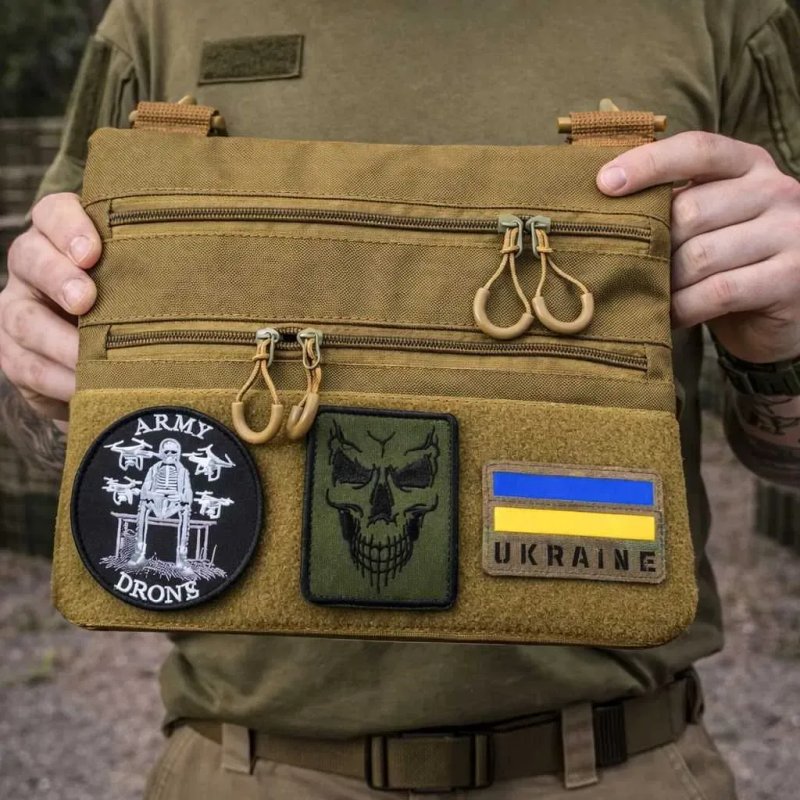 Тактична сумка через плече з патч панеллю‼️ для шевронів, нашивок і патчів чоловіча жіноча EDC месенджер Cordura чорна мультикам койот з липучками. — фото 6