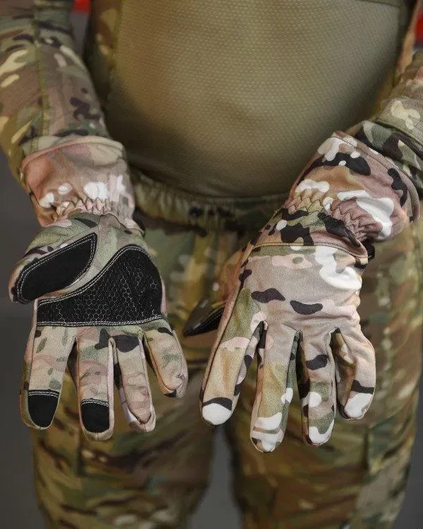 Тактичні військові зимові рукавиці на флісі Soft Shell мультикам М L XL — фото 2