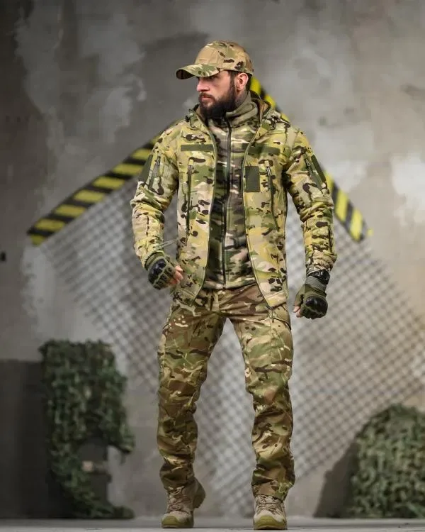 Тактичний костюм 5в1 STABITEX Мультикам | Тактичний комплект | Softshell | Фліс | Штани | Бейсболка | Ремінь | Рукавички | Військовий одяг Multicam — фото 2