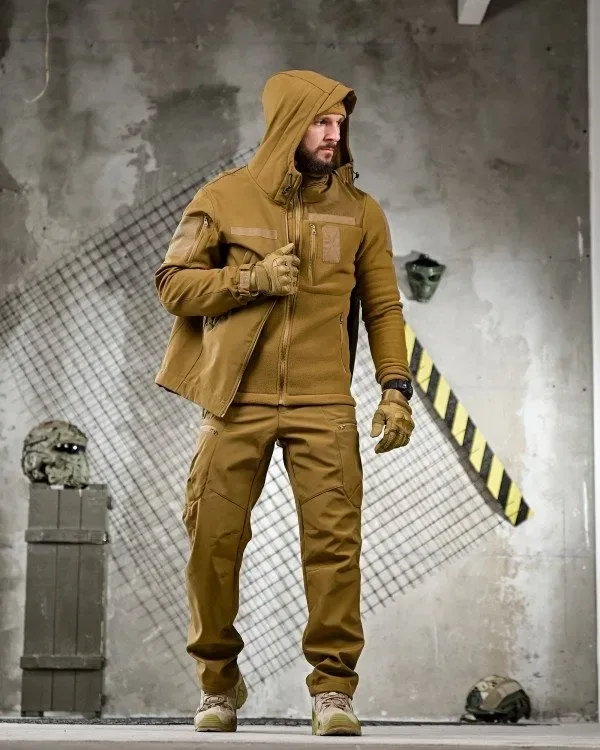Тактичний костюм софтшел softshell 6в1 койот / Шість речей входять до комплекту / військовий комплект форма койот для чоловіків / комплект речей 6в1 — фото 2