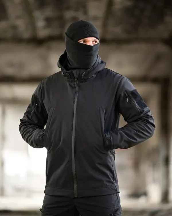 Тактичний костюм Softshell 5в1 LUNAR чорний / КІЛЬКА КОЛЬОРІВ У НАЯВНОСТІ / Комплект 5 в 1 Куртка + Штани + Фліска + Пояс + Баф чорний колір комплект — фото 6