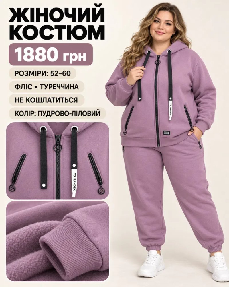 Теплі жіночі костюм великого розміру — фото 2