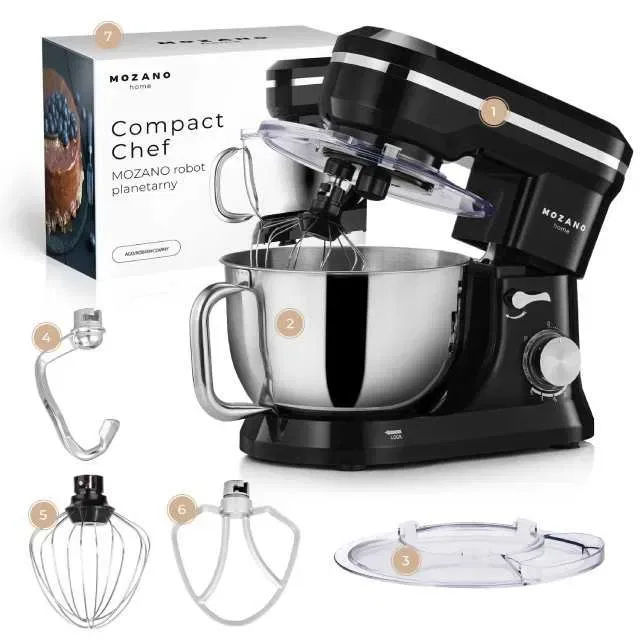 Тестомес миксер планетарный Mozano Compact Chef 1700 Вт Black — фото 4