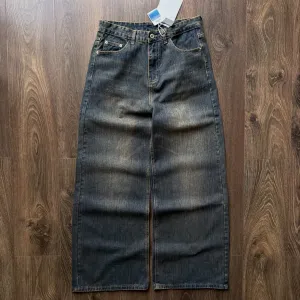 Широкі Джинси Jaded London Type Vintage Вінтажні Washed Вошед Штани Джинсові Baggy Темно сині Wide Leg Skater Y2K SK8 Racer Беггі Баггі Широкого крою
