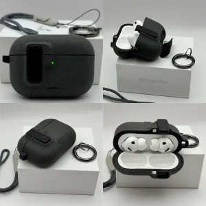Чехол на AirPods Pro 3 Grey, AirPods 4 Green, AirPods Pro 2, противоударный, максимальная защита от падения, открывается кнопкой