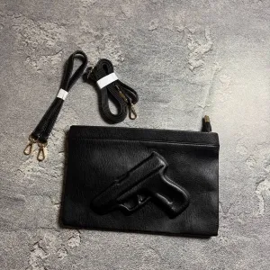 VLIEGER X VANDAM clutch gun in black чорна шкіряна сумка