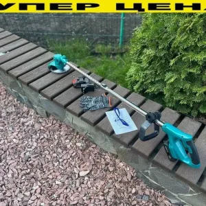 Аккумуляторная газонокосилка Makita. Беспроводной тример для травы. Газонокосилка на аккумуляторе. Тример электрический, коса электро электрическая.
