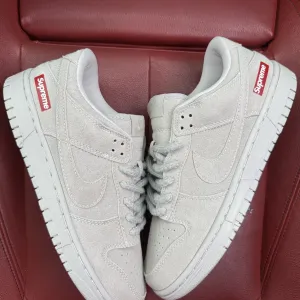 (БЕЗ ПЕРЕДОПЛАТИ) Nike SB Dunk Low x Supreme Beige найк данк супрім бежеві замшеві кросівки кеди