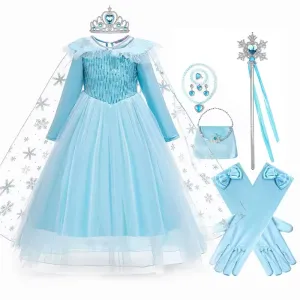 Сукня Ельзи Ельза плаття дитяче костюм Эльза Frozen голубе довге 3-9р.