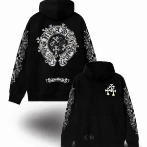 Худи Chrome Hearts Logo унисекс черные Хроме Хартс Новые моедли Кофта толстовка Лонгслив