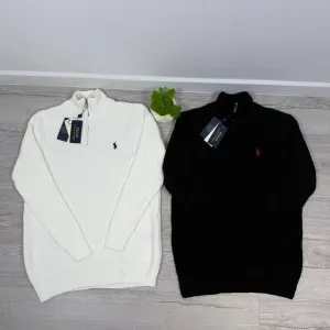 Зіп-худі 1/3 Polo Ralph Lauren вʼязане Чоловічий кардиган 1/3 поло чорний Кофта біла вʼязана