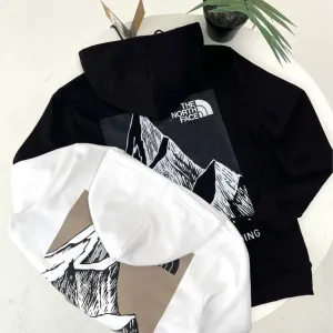 Худі The North Face чорний/ кофта тнф біла з горами/ светр tnf теплий