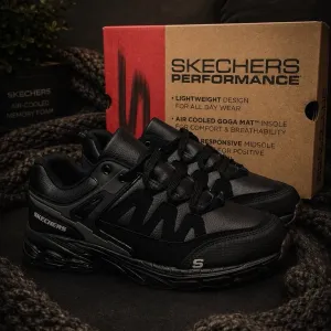 Осень 2026!! Мужские кросовки скетчерс кожаные ! Skechers черные ! Стильные мужские красовки на осень