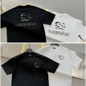 Футболка Balenciaga унісекс чорна/біла, вишивка, преміум якість S–XXL