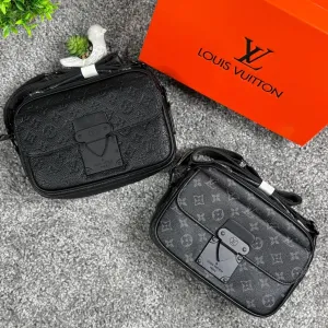 Сумка Louis Vuitton черная мужская кожная сумка LV через плечо барсетка Луи Витон барсетка Лв | Сумка чоловіча шкіряна Луї Вітон чорна ЛВ сумка LV