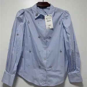 Блуза сорочка ZARA блакитного кольору