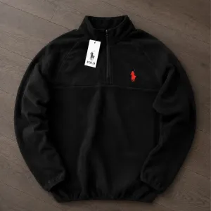 Фліска Polo Ralph Lauren чорна, тепла кофта з коміром-стійкою та блискавкою, S–3XL