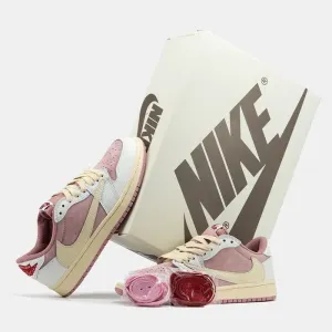 Кросівки Кроссовки Nike Air Jordan 1 Low x Travis Scott Pink Рожевий Розовый Кросовки повсякденні