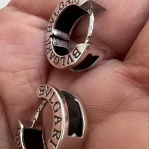 Серьги белое золото 585 оникс Bvlgari вес 7,35