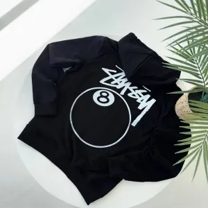 Чорне худі Stussy 8 ball/ біла кофта стуссі / светр стюссі з лого