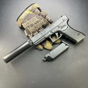 Іграшковий металевий пістолет Glock 17 з глушником C15A+ 6 мм пружинний