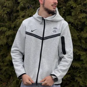 Зіп-худі Nike Tech Fleece PSG мужская Зипка Найк Теч Флис черная | Зипка черная Найк Псж мужская серая зип-худи Nike Tech Fleece черная мужская