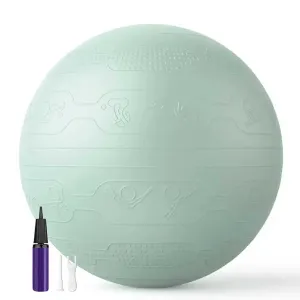 М’яч для фітнесу WCG Balance Pro 65 см Anti-Burst до 500 кг з насосом, фітбол для йоги, пілатесу та вагітних, світло-зелений