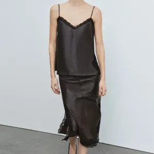 Шкіряна спідниця ZARA з  мереживом